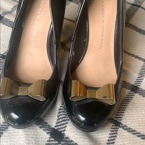 Lauren Conrad patron leather gold bow heel